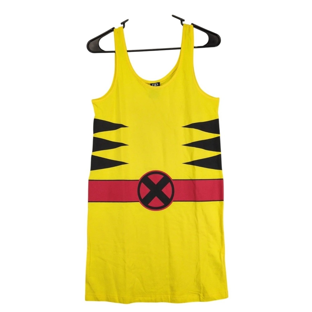 Marvel X-Men Wolverine Yellow Tank Mini Dress Juniors L Cosplay Recycled Karma
